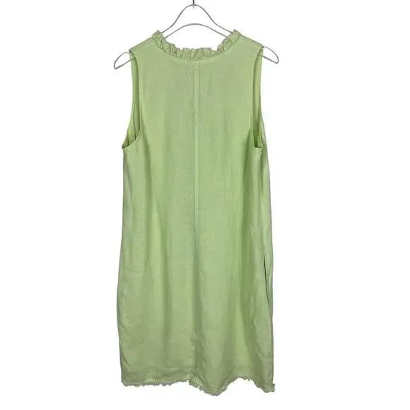 Tommy Bahama Two Palms Ruffle Linen Shift Dress Beach Vacation Green Size Small - Picture 8 of 16